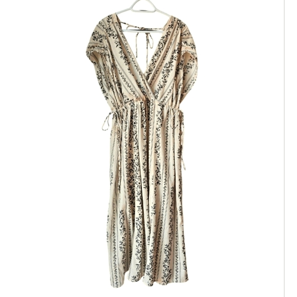 H&M Cover UP OFF White Black Floral Maxi Cotton Vacation Dress M L - Picture 2 of 10